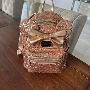 Disney parks Loungefly rose gold sequin backpack